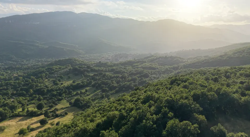 La Valle dell’Aniene e i Monti Simbruini nella luce del tramonto